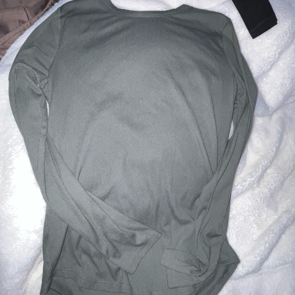 Ribbed Long Sleeve Top in Sage Green
